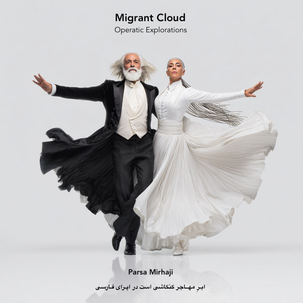 Migrant Cloud is a musical exploration of Persian poetry delivered through Western operatic traditions. Four original poems. Eight tracks. Contemporary Persian verse arranged purposefully to be projected through the elaborate machinery of Western opera. 